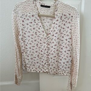 Abercrombie & Fitch Cream Blouse with Red Floral Print